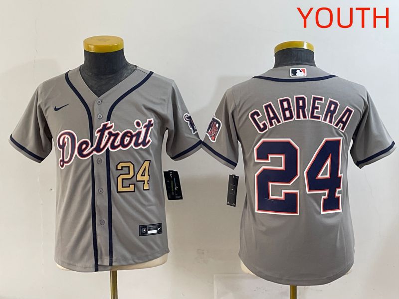 Youth 2025 Detroit Tigers #24 Cabrera Grey Game Nike MLB Jersey style 3